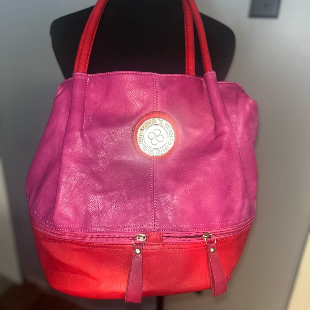 Pink and orange shoulder bag